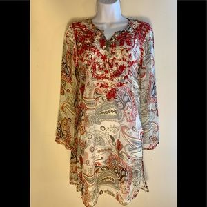Hand embroidered 100% silk tunic